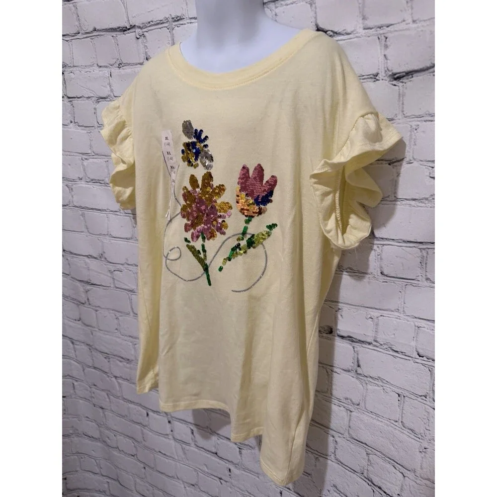 NWT Cat & Jack Girls T-shirts Yellow & Green size xl (14) Set Of 2